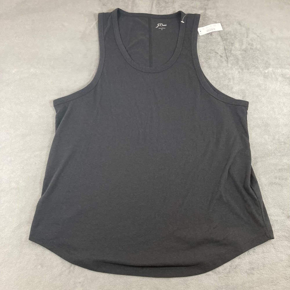 J.Crew Black Cotton Blend Scoop Neck Tank Top Mens Large